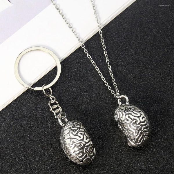 Pendentif Colliers Rock Metal Cerveau Collier Cerveau Porte-clés Charmes Sac À Dos Vélo Clé De Voiture Ornement Suspendu Homme Garçon Étudiant Bijoux