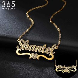 Hangende kettingen romantische aangepaste naam ketting hartvormige vlinder zirkoon naamplaat hanger roestvrij staal gepersonaliseerde dames sieraden cadeauwx