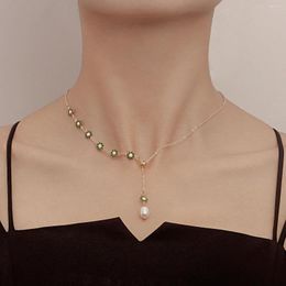 Hanger kettingen romantische madeliefje bloem parel ketting voor vrouwen kleurrijke kersenmaan ster choker nek sleutelbeen ketting bruids sieraden