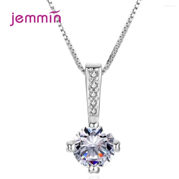 Colliers pendants Design romantique 4 dents réglage CZ Pierre pour les femmes Style tendance 925 Bijoux de Noël en argent sterling