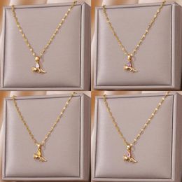 Hanger Kettingen Romantische Goud Kleur Rose Oorbel Ketting Voor Vrouwen Roestvrij Stalen Ketting Waterdruppel Zirkoon Set Sieraden Cadeau