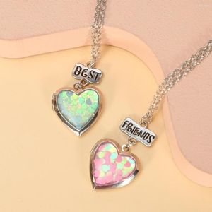 Hanger Kettingen Romantische Hart Po Box Ketting Voor Vrouwen Pailletten Geometrische Vormige DIY Frame BFF Vrienden Sieraden Geschenken