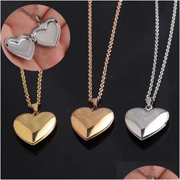 Collares colgantes Romántico en forma de corazón Amigo Marco de imagen Collar de medallón Collar de acero inoxidable Amor Joyería Pareja Regalo del día de San Valentín D DHZ3S