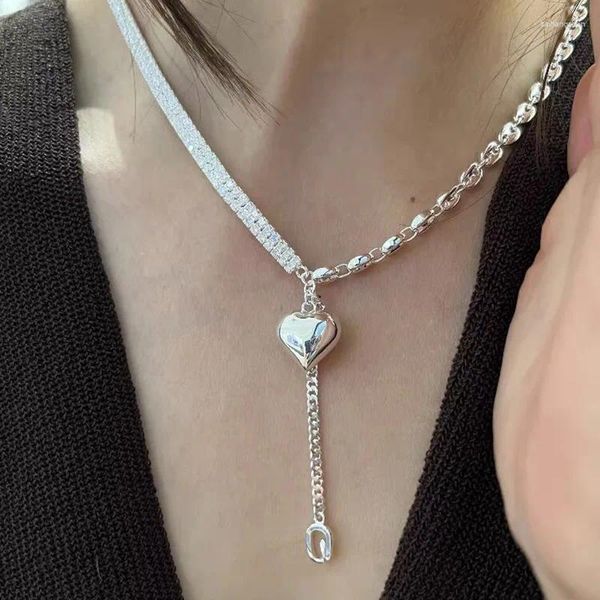 Collares colgantes Amor romántico Corazón Brillante CZ Zircon Estrella Platino Chapado Collar de damas Joyería para mujeres Regalos de boda No se desvanecen