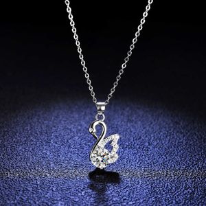 Hanger Kettingen Romantische Sterling Sier Sieraden Zwaan Moissanite Ketting Valentijnsdag Cadeau