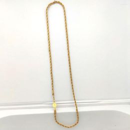 Hanger kettingen touwketting ketting aansluiten vaste fijne geel 18ct thai baht g/f goud 3 mm dunne gesneden vrouwen50 cm 20inch