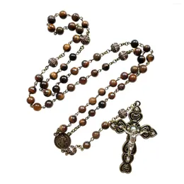 Collares colgantes collar de rosario aleación joyería de joyería de cadena larga Jesos Groker para la oración cristiana unisex