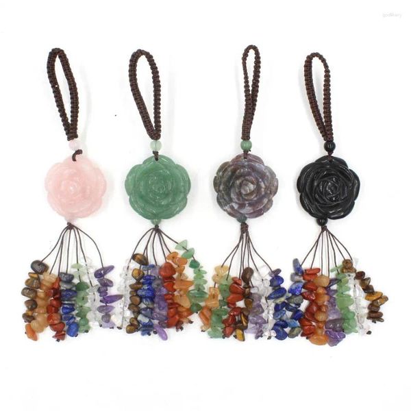 Colliers de pendentif fleurs de rose 7 Chakra Quartz Chain Pendants Amethyst Crystal, etc. Charmes de pierre Amulet Bijoux de mode européenne 1pcs