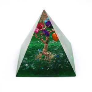 Pendentif Colliers Or Rose Couleur Fil Wrap Arbre De Vie Pierre Et Résine Pyramide Orgone Énergie Charme BijouxPendentif