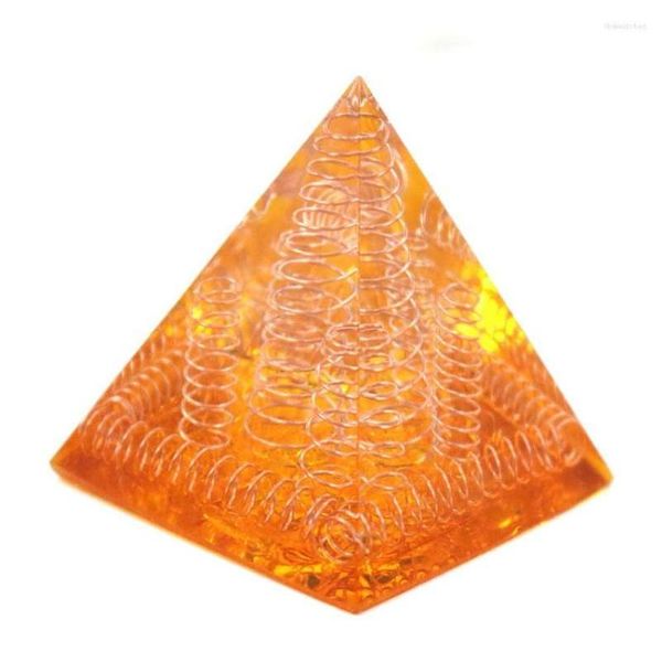 Pendentif Colliers Or Rose Couleur Fil Enroulé Plusieurs Couleurs Résine Pyramide Symbole D'énergie Bijoux Spirituels Drop Delivery Pendentifs Dhkfw