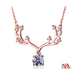 Pendentif Colliers Or Rose Sier Elk Collier Tendance De La Mode Tempérament Antler Cadeau De Noël De Luxe Moissanite Dh Drop Delivery Juif Dh2Ik