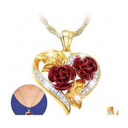 Hangende kettingen rozen hart hanger kettingen voor vrouwelijke esthetische sieraden op de nek choker damesketen kerst valentines gif dhgth
