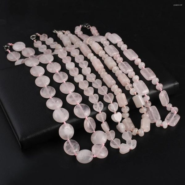 Collares colgantes Collar de cuentas de cuarzo rosa Reiki Curación Piedra natural Accesorios de joyería de cristal rosa Regalo exquisito de alta calidad para