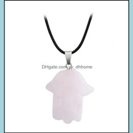 Colliers de pendentif Rose Quartz mignon Collier de la main de guéris