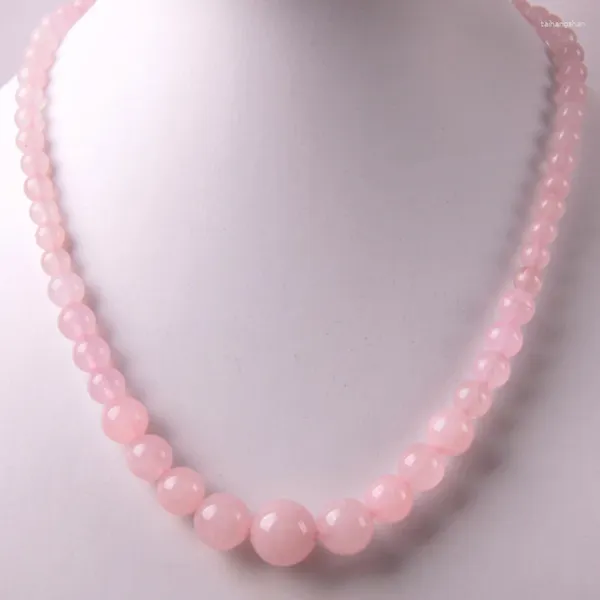 Colliers pendentifs Rose Quartz Gradué Collier Round Perles 18 pouces bijoux pour cadeau F196