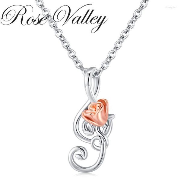 Colliers pendentifs Rose Valley fleur collier pour femmes Note de musique pendentifs bijoux de mode filles cadeaux RSN088Pendant Sidn22
