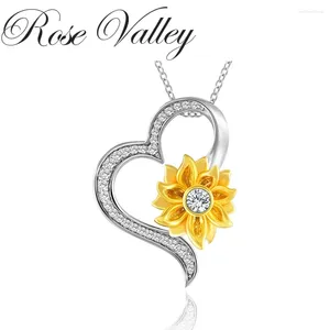 Colliers de pendentif Collier de tournesol de la vallée de la vallée Rose pour femmes pendentifs coeur bijoux de bijoux filles cadeaux yn038