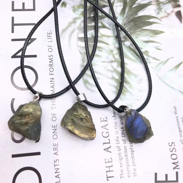 Pendentif Colliers Labradorite Naturelle Pierre De Lune Énergie Pierre De Guérison Irregar Collier Corde Femmes Bijoux Usine Entier Dhgarden Dhukv