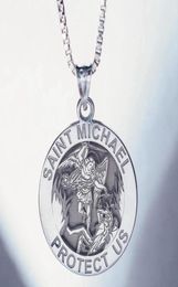 Colliers pendentifs Round Angel St Michael Medallion Collier St Christopher Sliver Gold Color Cumban Curb Chain7711431