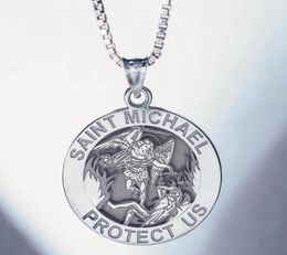 Colliers pendants Round Angel St Michael Medallion Collier St Christopher Sliver Gold Color Cumban Curb Chain8585586