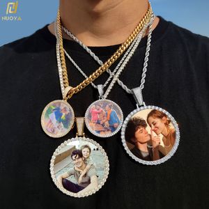 Pendentif Colliers Médaillons à mémoire ronde personnalisé photo pendentif collier pour hommes Hip Hop bijoux grande taille Po pendentif 230831