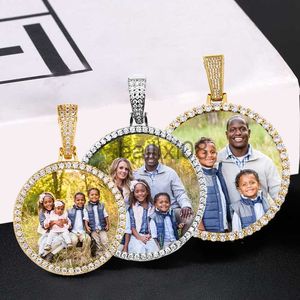 Pendentif Colliers Rond Mémoire Médaillons Personnalisé Photo Pendentif Collier Pour Hommes Hip Hop Bijoux Grand Moyen Petit Taille Pendentif Zircon Chaîne Cadeau J230620