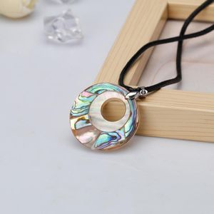 Pendentif Colliers Rond Naturel Abalone Shell Pendentifs Zélande Coquillage Nacre Mer Huître Splice Coloré BijouxPendentif