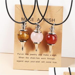 Pendentif Colliers Rond Pierre Naturelle Pendum Collier Cristal De Quartz Rose Faire Carte De Souhait Guérison Pour Femmes Hommes Drop Delivery Dhgarden Dhiuy