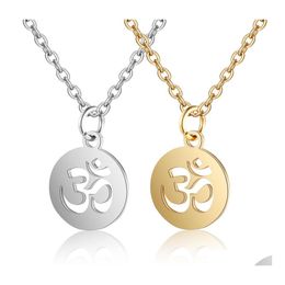 Pendentif Colliers Rond Om Titane Acier Collier Femelle Creux Yoga Symbole Mode Inoxydable Jewelr Déclaration Drop Livraison Jewe Dhupd