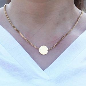 Pendentif Colliers Rond Femmes Bijoux De Mode Coréenne En Acier Inoxydable Cercle Ras Du Cou Bijoux Femme Cadeau De Noël Pour Petit Ami