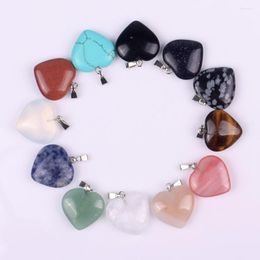 Collares pendientes Color aleatorio 10 unids/set moda piedra Natural corazón cuarzo cristal turquesas para joyería hacer collar