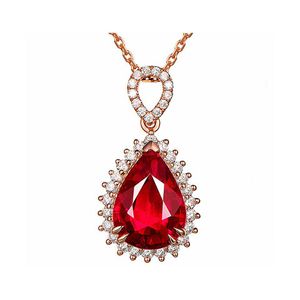 Colliers pendants Ruby Sapphire Collier élégant romantique créé Tourmaline Gemstone For Women Wedding Jewelry Sier Hjewelry Drop D Dhevd