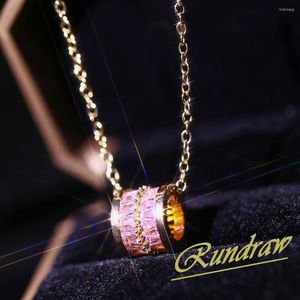 Pendentif colliers Rundraw mode femmes petite taille anneau collier Zircon cristal pierre pour femme fête d'anniversaire cadeau bijoux