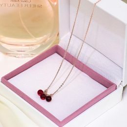 Pendentif colliers RUO 2022 or Rose couleur rouge pierre porte-bonheur perles collier tour de cou femme titane acier bijoux ne se fanent jamais goutte