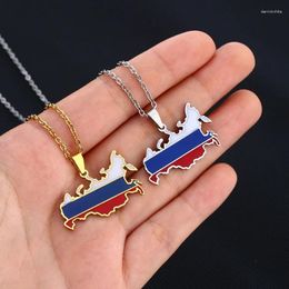 Hanger Kettingen Rusland Vlag Ketting Nationale Kaart Choker Land Sieraden Roestvrij Staal Materiaal Cadeau Voor Vrouwen Mannen Drop Ship