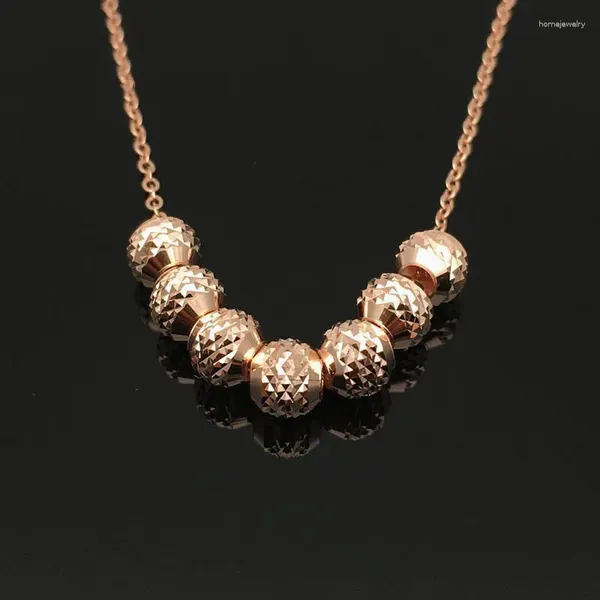 Collares colgantes Ruso 585 Collar de cuentas brillantes de oro púrpura con diseño simple y versátil Chapado en joyería de hueso de bloqueo de rosa de 18 quilates