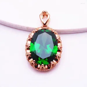 Pendentif Colliers Russe 585 Purple Green Stone Luxe et design exquis Bijoux plaqués avec chaîne d'os de serrure en or de couleur 14 carats pour femmes