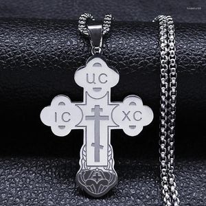 Collares colgantes Collar de cruz ortodoxa cristiana rusa Acero inoxidable UC IC XC Jesús Joyería de oración religiosa Collar Hombre N8443