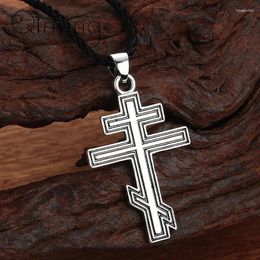Collares colgantes Collar de cruz ortodoxa rusa Hombres Mujeres Amuleto Joyería Viking Bizantino Cristiano Jesús Bijoux