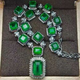 Colliers pendentifs RUZZALLATI luxe rétro colombien émeraude pendentif collier à haute teneur en carbone laboratoire diamant long pull colliers colliers bijoux de fête HKD230712