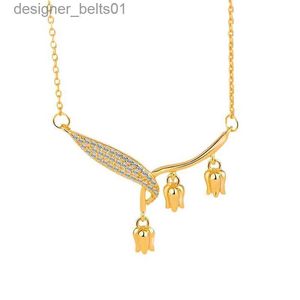 Colliers pendentifs S925 pur argent feuille de lys pendentif collier serti de diamant lumière luxe clavicule chaîne pour les femmes mode bijoux accessoiresL231215