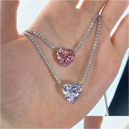 Colliers de pendentif S925 Sterling Sier Love Heart Designer Collier Party Bijoux Nature Nature Autrichie Crystal Sailormoon Fl Dhjln