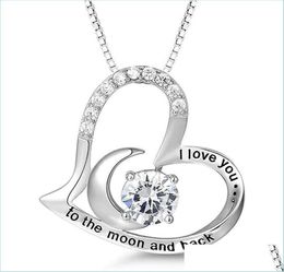 Colliers de pendentif S925 Collier Sier Sier pour femmes Je t'aime sur la lune et le dos des cadeaux d'anniversaire MUM MUM MSEE Pics Day Drop7751367