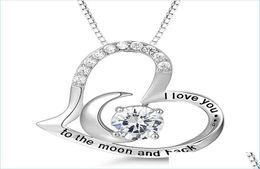 Pendentif Colliers S925 Sterling Sier collier pour femmes je t'aime à la lune et au dos femme cadeaux d'anniversaire maman Msee photos jour Drop5796969