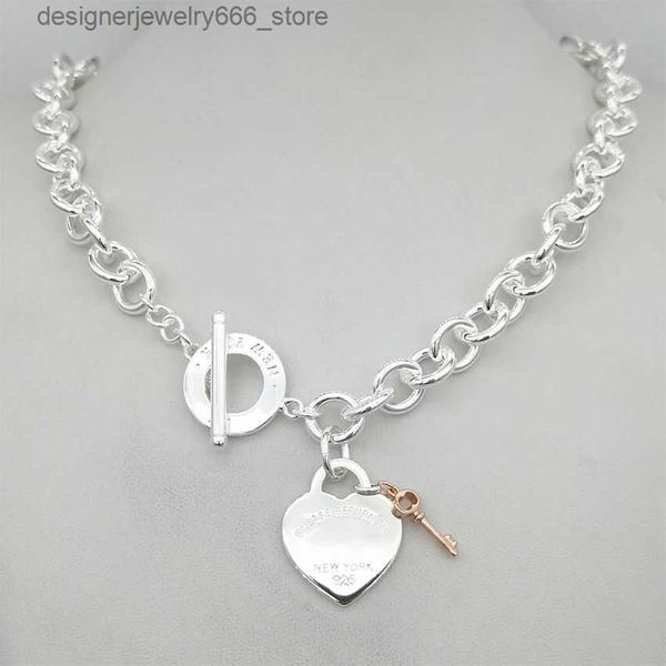 Collares colgantes % S925 Plata de ley Clásico Estilo europeo Corazón Gota Pegamento Colgante O Collar. Joyería de cumpleaños para mujer Q231214