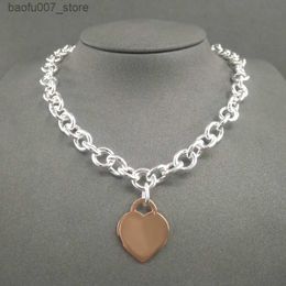 Pendant Necklaces S925 collier en argent Sterling pour les femmes classique en forme de coeur pendentif chaîne de charme colliers marque de luxe bijoux collier Q0603Q240330