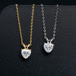 Hangende kettingen S925 Sterling zilveren ketting voor vrouwen 1 diamant luxe hart sleutelbeen ketens sieraden 221119