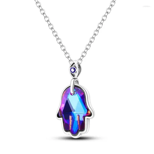 Colliers pendants S925 Collier de palmier violet argenté sterling Collier bijou de bijoux à la mode pour femmes filles maman épouse