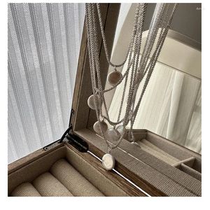Colliers pendentifs S925 Sterling Silver Sparkling Bouton Collier de perles Chaîne de clavicule scintillante élégante