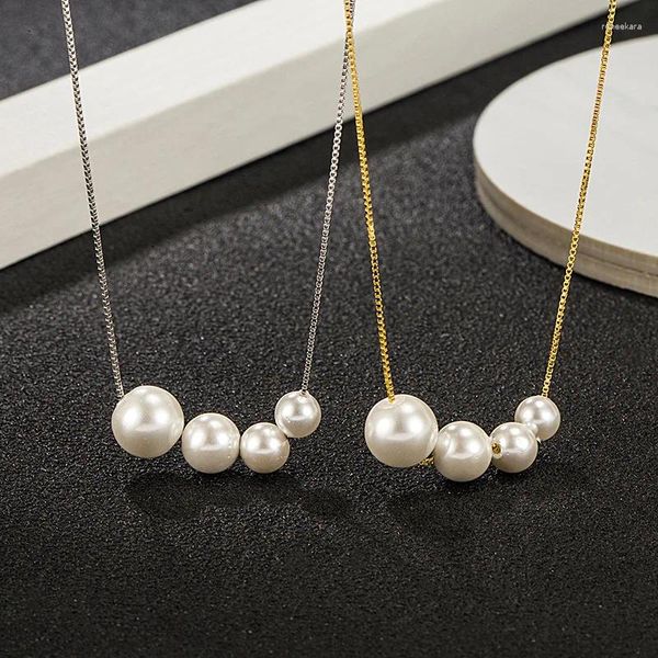 Collares colgantes S925 plata esterlina con cadena de collar de perlas natural diseño de nicho de lujo Avanzado simple